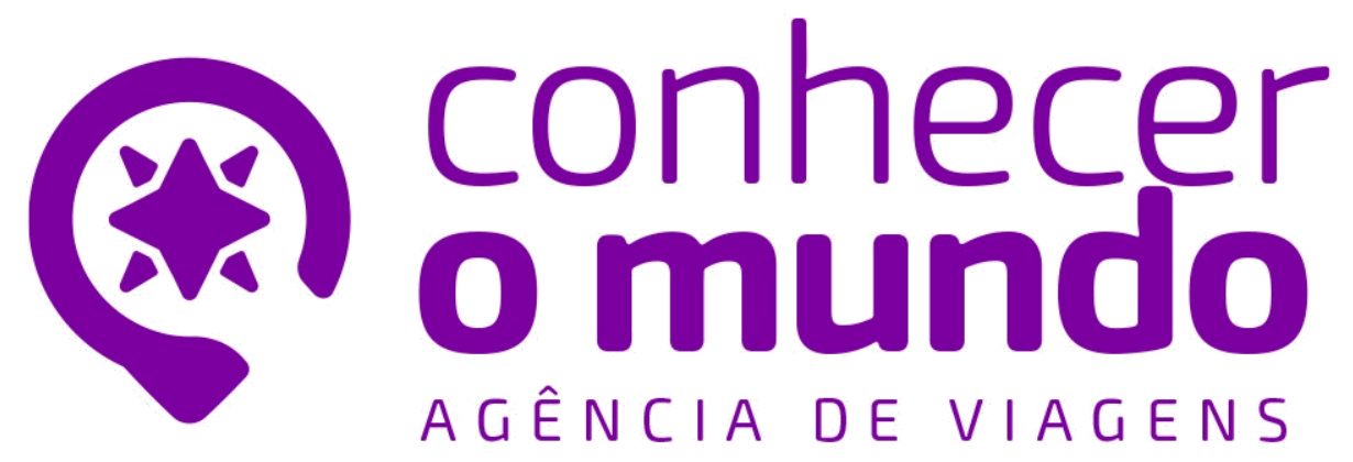 Logótipo oficial Conhecer o Mundo — Agência de Viagens